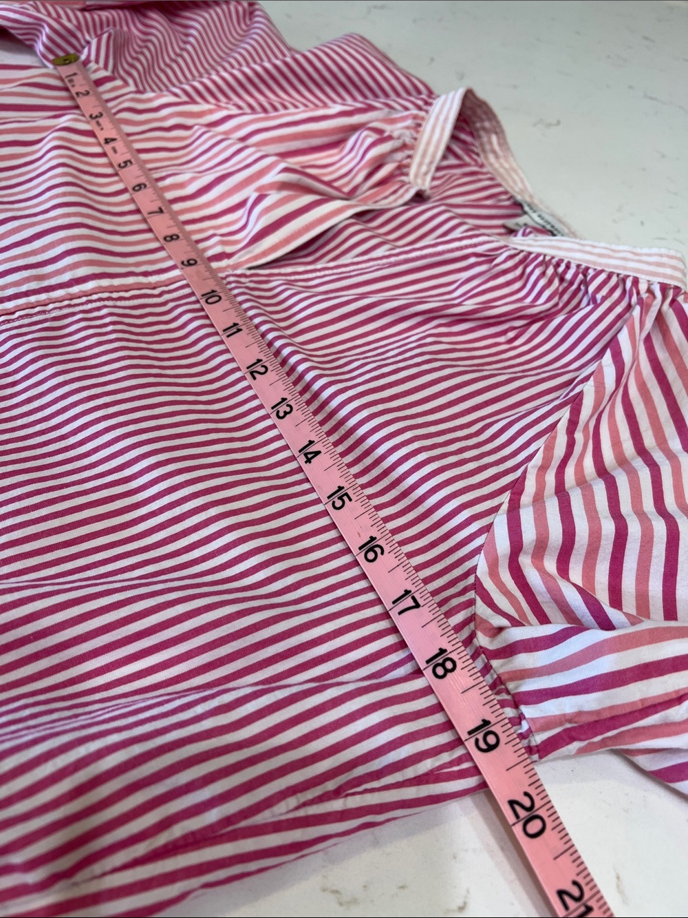 Striped Peplum Button Cuff Blouse - Pink & White - Picture 8 of 9